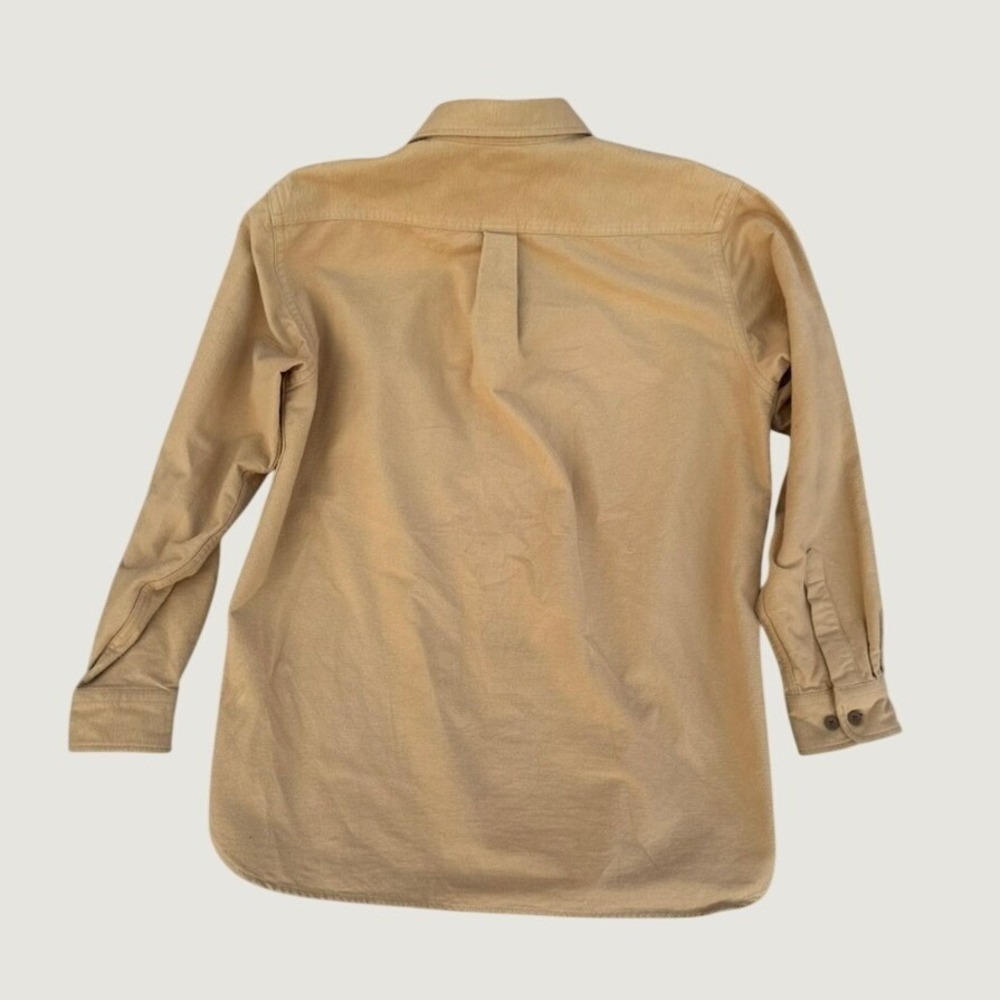 LL Bean Mens Chamois Cloth Shirt Large Tall Tan Cotton Heavy Flannel 0MT04 - Picture 2 of 8